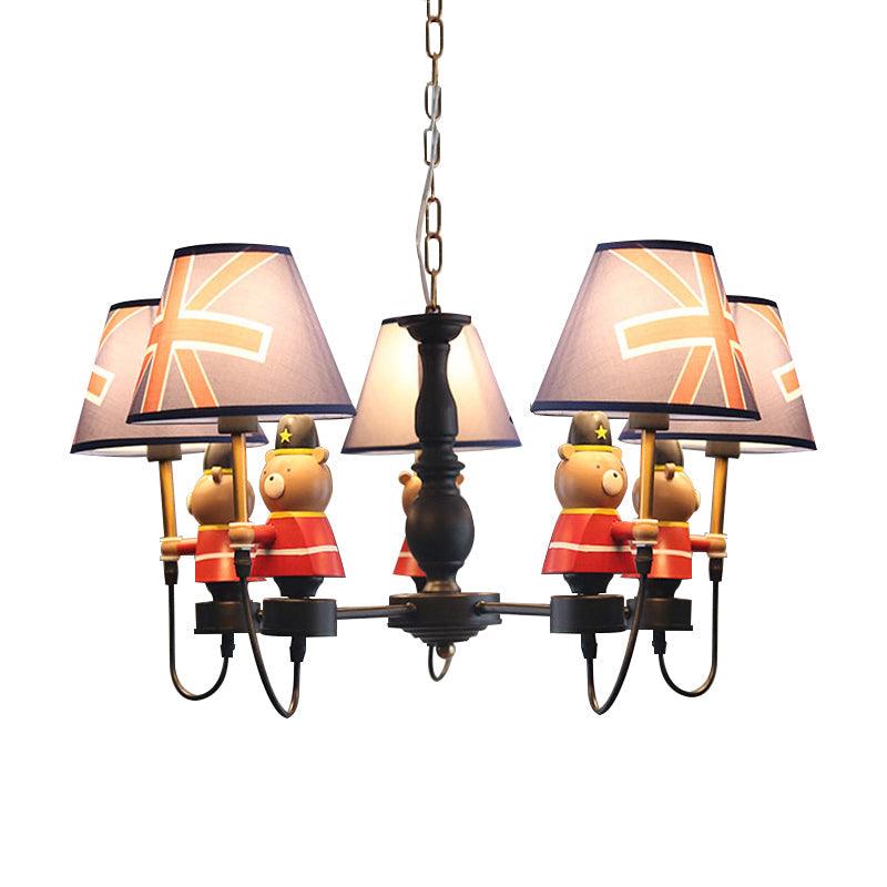 American Style Bear Chandelier 5 Lights Blue Shade Pendant - Rebooters