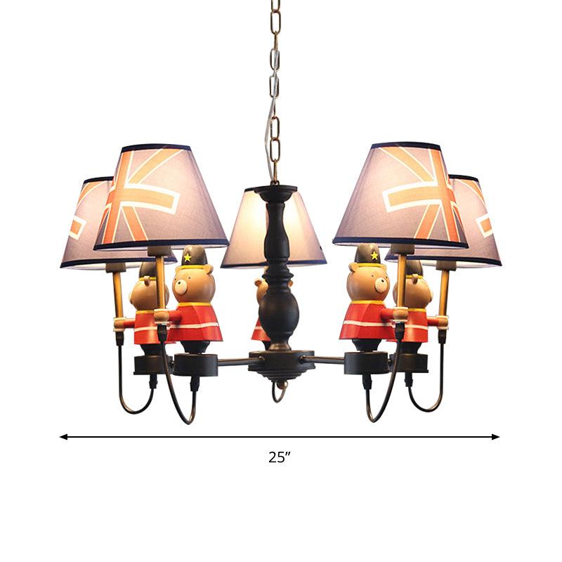 American Style Bear Chandelier 5 Lights Blue Shade Pendant - Rebooters