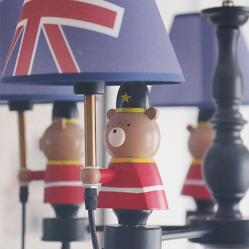 American Style Bear Chandelier 5 Lights Blue Shade Pendant - Rebooters