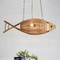 Bamboo Fish Cage Hanging Pendant Asian Style Chandelier - Rebooters