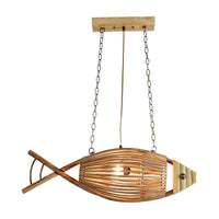 Bamboo Fish Cage Hanging Pendant Asian Style Chandelier - Rebooters