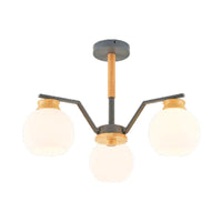 3/5/6 Lights Globe Pendant Chandelier Grey Milk Glass Light - Rebooters