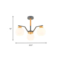 3/5/6 Lights Globe Pendant Chandelier Grey Milk Glass Light - Rebooters