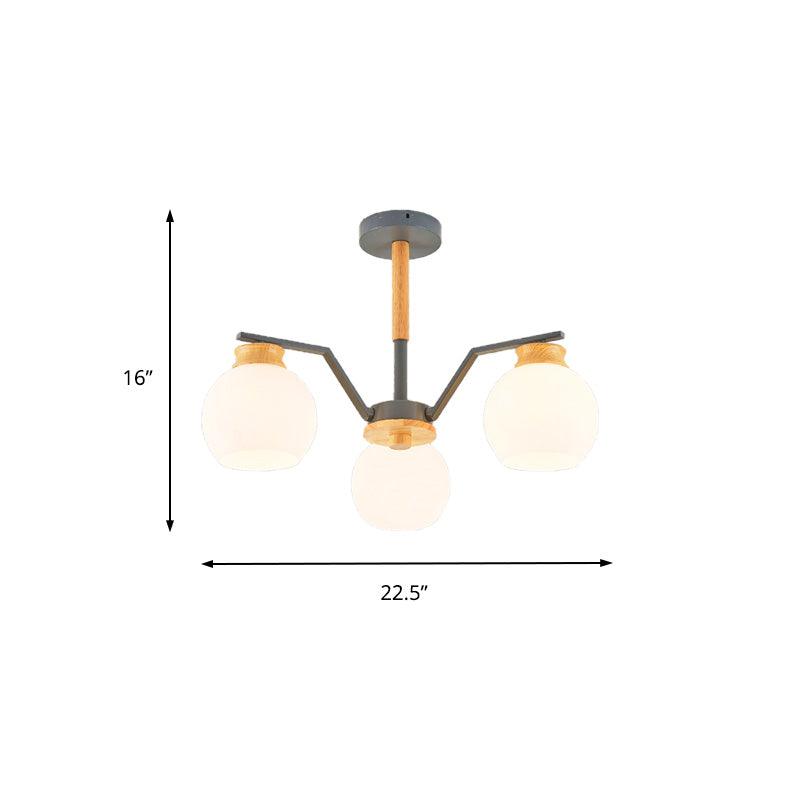 3/5/6 Lights Globe Pendant Chandelier Grey Milk Glass Light - Rebooters