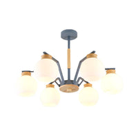 3/5/6 Lights Globe Pendant Chandelier Grey Milk Glass Light - Rebooters