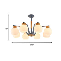 3/5/6 Lights Globe Pendant Chandelier Grey Milk Glass Light - Rebooters