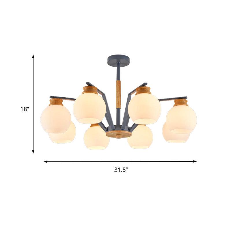 3/5/6 Lights Globe Pendant Chandelier Grey Milk Glass Light - Rebooters