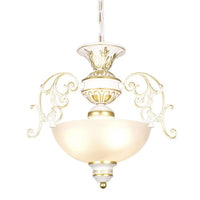 3 Bulbs Bowl Chandelier Light Traditional White Black Frosted Glass Ceiling Fixture - Rebooters