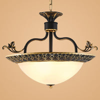 3 Bulbs Ceiling Lamp with Bowl Shade Metal Traditional Chandelier - Rebooters
