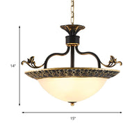3 Bulbs Ceiling Lamp with Bowl Shade Metal Traditional Chandelier - Rebooters