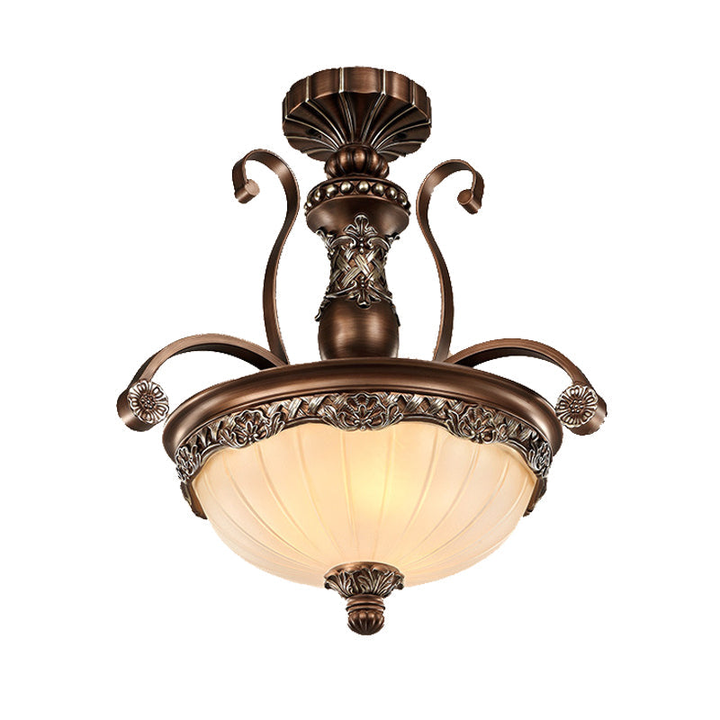 Rust Bowl Pendant Lighting Traditional Frosted Glass Chandelier - Rebooters