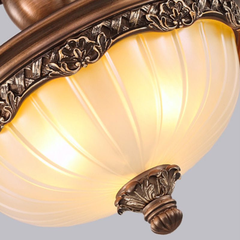 Rust Bowl Pendant Lighting Traditional Frosted Glass Chandelier - Rebooters