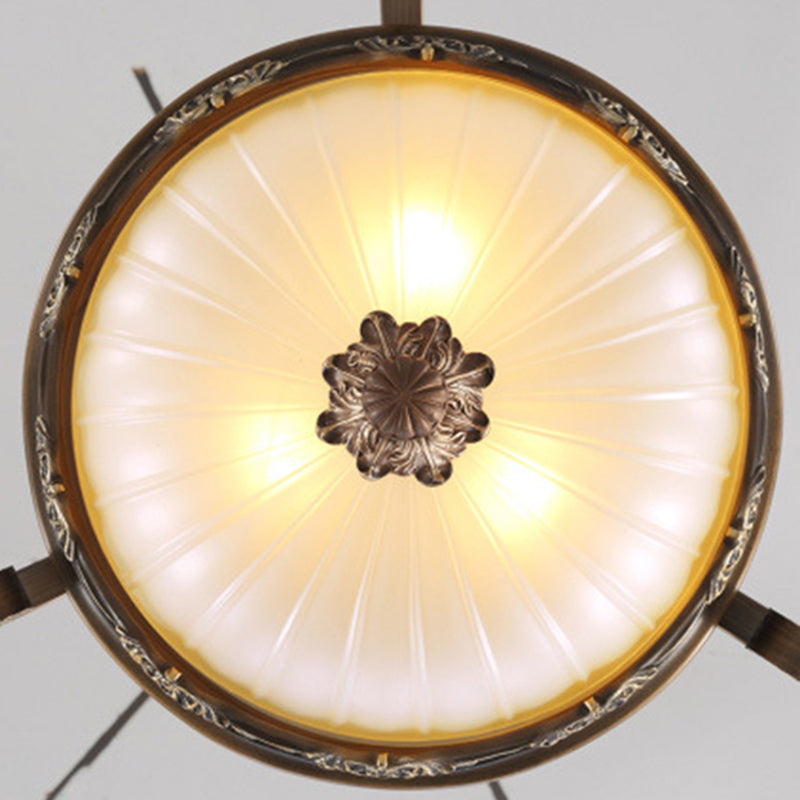 Rust Bowl Pendant Lighting Traditional Frosted Glass Chandelier - Rebooters