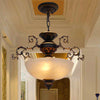 Yellow/White Glass Bowl Hanging Chandelier LED Pendant Light - Rebooters