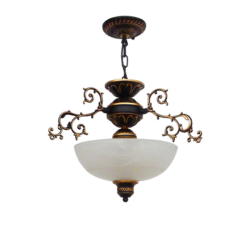 Yellow/White Glass Bowl Hanging Chandelier LED Pendant Light - Rebooters