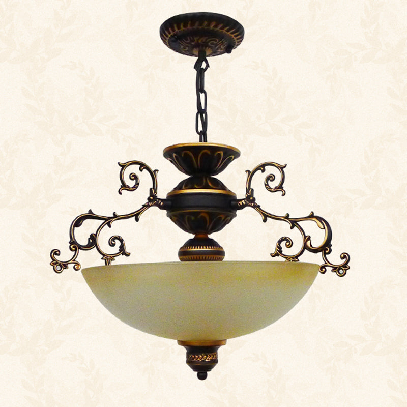 Yellow/White Glass Bowl Hanging Chandelier LED Pendant Light - Rebooters