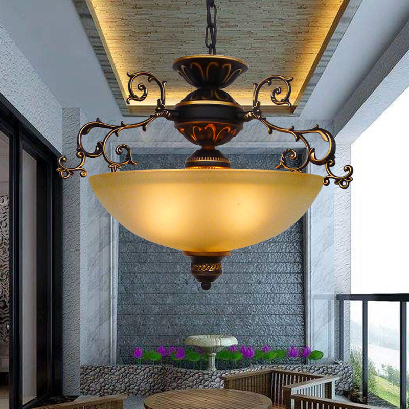 Yellow/White Glass Bowl Hanging Chandelier LED Pendant Light - Rebooters