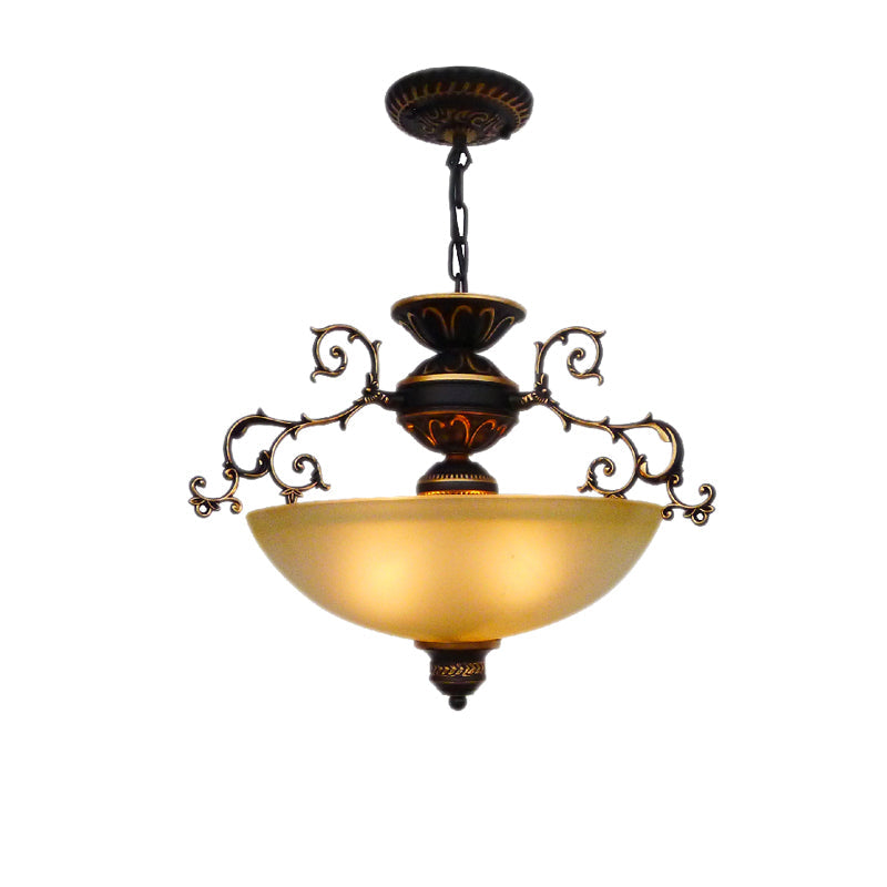 Yellow/White Glass Bowl Hanging Chandelier LED Pendant Light - Rebooters