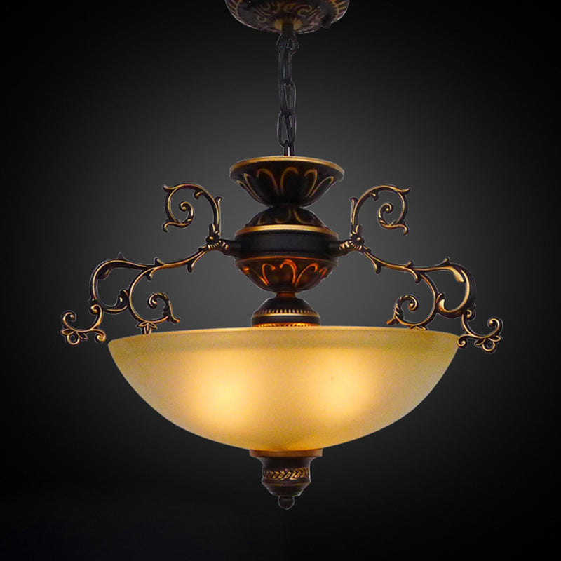 Yellow/White Glass Bowl Hanging Chandelier LED Pendant Light - Rebooters