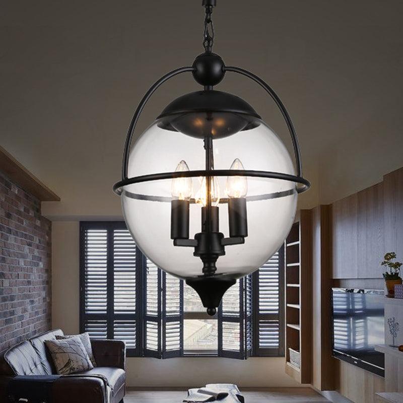 Globe Clear Glass Chandelier Light Traditional 3 Light Pendant - Rebooters