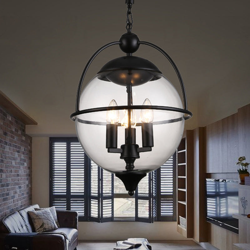 Globe Clear Glass Chandelier Light Traditional 3 Light Pendant - Rebooters