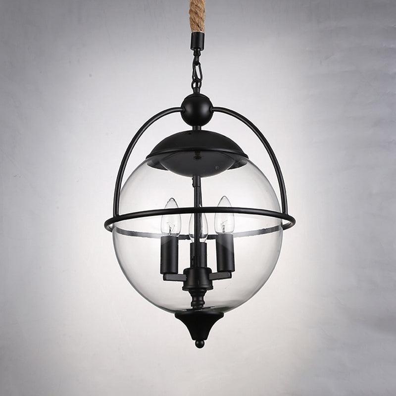 Globe Clear Glass Chandelier Light Traditional 3 Light Pendant - Rebooters