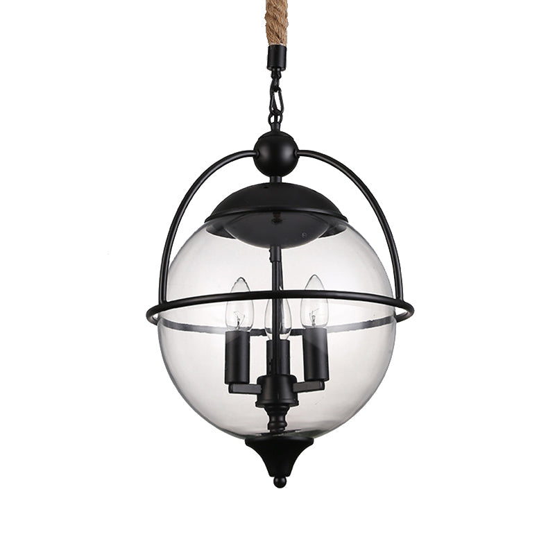 Globe Clear Glass Chandelier Light Traditional 3 Light Pendant - Rebooters