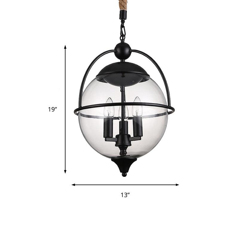 Globe Clear Glass Chandelier Light Traditional 3 Light Pendant - Rebooters
