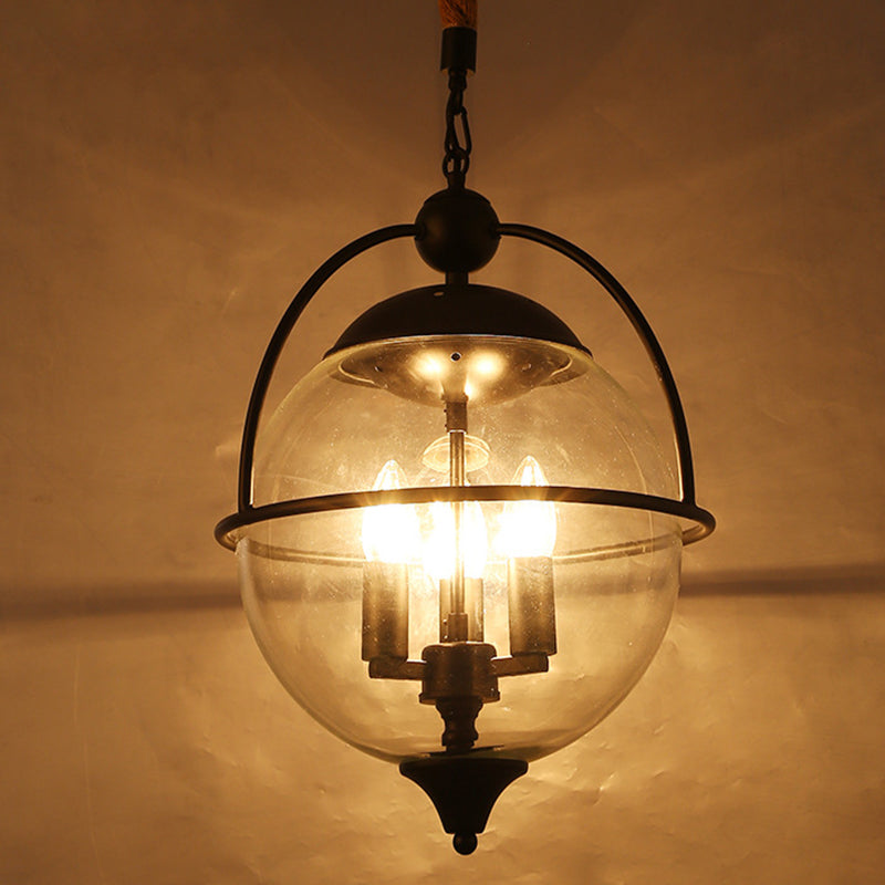 Globe Clear Glass Chandelier Light Traditional 3 Light Pendant - Rebooters