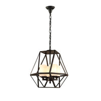 3/4 Lights Ceiling Light Traditional Geometric Frosted Glass Chandelier in Black - Rebooters