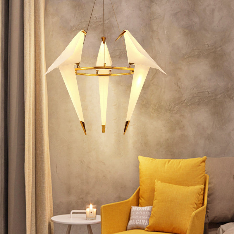Bird Shaped Plastic LED Ceiling Lighting Modern White Chandelier - Rebooters