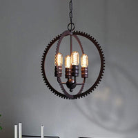 4 Lights Ceiling Light Industrial Globe Shade Metal Chandelier - Rebooters