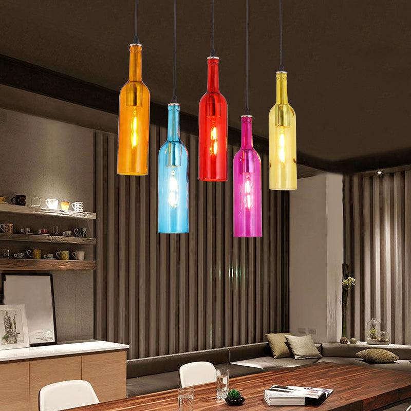 Beer Bottles Multi Ceiling Lamp Art Decor Colored Glass 5 Bulbs - Rebooters