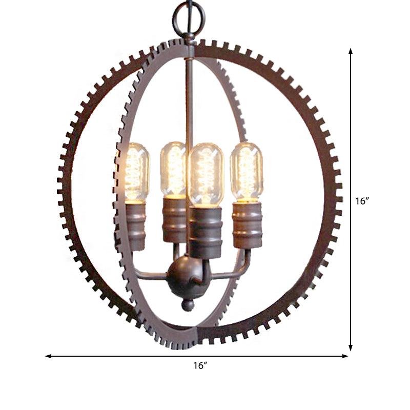 4 Lights Ceiling Light Industrial Globe Shade Metal Chandelier - Rebooters