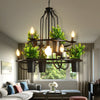 Candelabra Restaurant Hanging Lamp Vintage Iron 7 Heads Black Chandelier Pendant Light - Rebooters