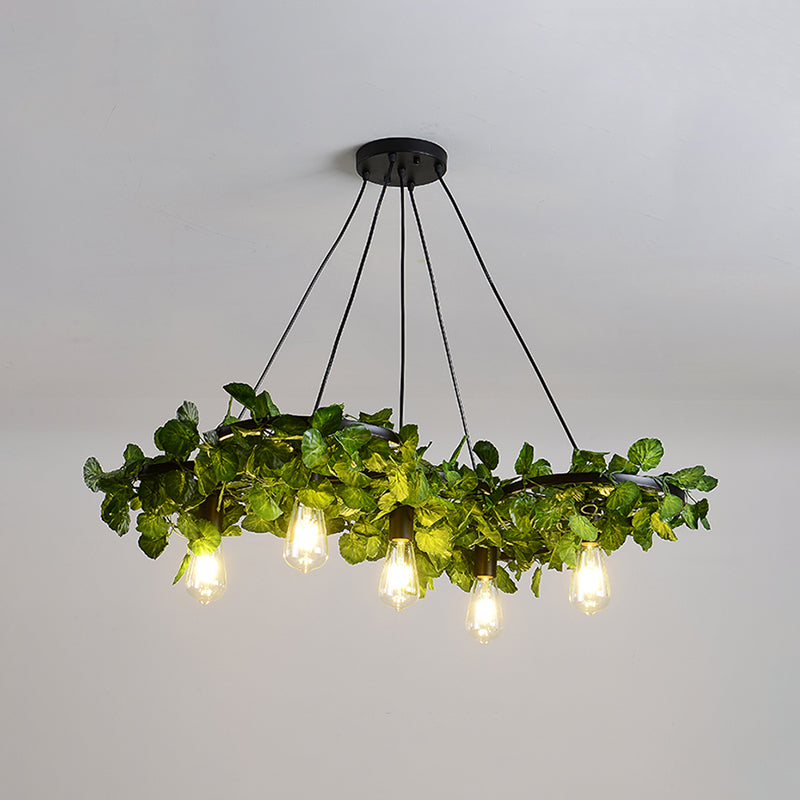 Green Chandelier Light Antique Iron Wagon Wheel Ceiling Lighting - Rebooters