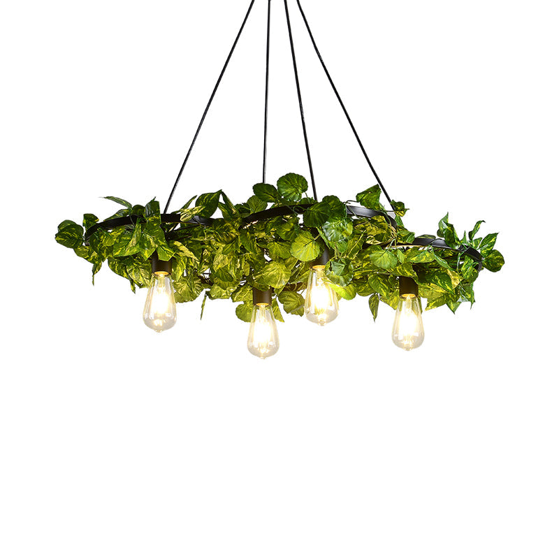 Green Chandelier Light Antique Iron Wagon Wheel Ceiling Lighting - Rebooters