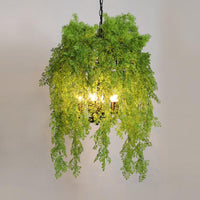 4 Bulbs Cage Suspension Light Retro Green Metallic Chandelier - Rebooters