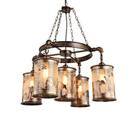 Antique Bronze Cylinder Shade Chandelier Lamp Coastal 5/7 Lights - Rebooters