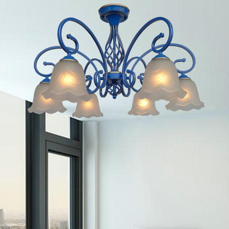 5/6/8 Bulbs Flared Chandelier Light Traditional Frosted Glass - Rebooters