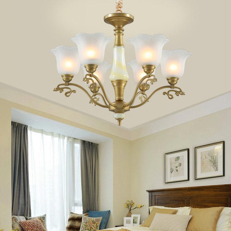 3/6/8 Light Frosted Glass Hanging Chandelier Brass Pendant - Rebooters