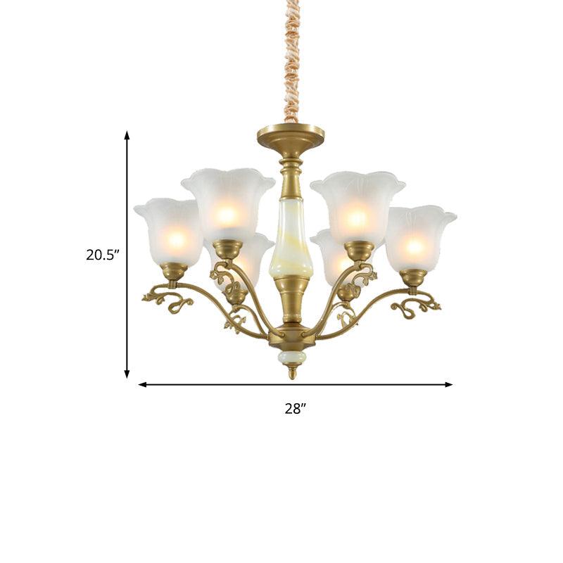 3/6/8 Light Frosted Glass Hanging Chandelier Brass Pendant - Rebooters