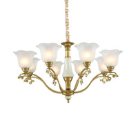 3/6/8 Light Frosted Glass Hanging Chandelier Brass Pendant - Rebooters