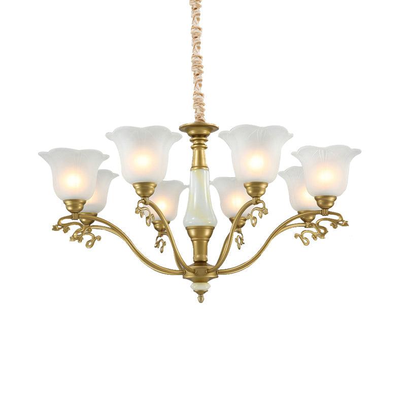 3/6/8 Light Frosted Glass Hanging Chandelier Brass Pendant - Rebooters