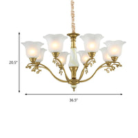 3/6/8 Light Frosted Glass Hanging Chandelier Brass Pendant - Rebooters