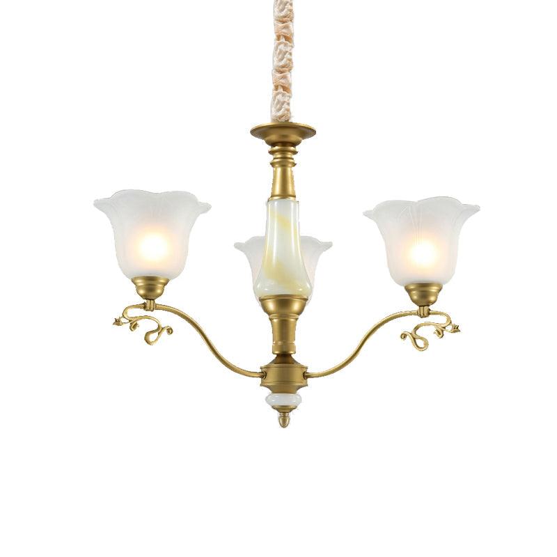3/6/8 Light Frosted Glass Hanging Chandelier Brass Pendant - Rebooters