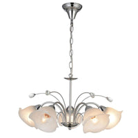 3/5 Lights White Glass Pendant Chandelier Traditional Chrome Flared Kitchen Hanging Ceiling Fixture - Rebooters