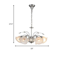 3/5 Lights White Glass Pendant Chandelier Traditional Chrome Flared Kitchen Hanging Ceiling Fixture - Rebooters