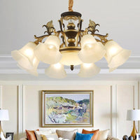 3/6 Lights Ceiling Light Traditional Flared Frosted Glass Chandelier in Brass - Rebooters