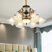 3/6 Lights Ceiling Light Traditional Flared Frosted Glass Chandelier in Brass - Rebooters